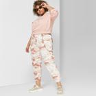 Women's Plus Size Camo Print Cargo High-rise Desert Pants - Wild Fable White