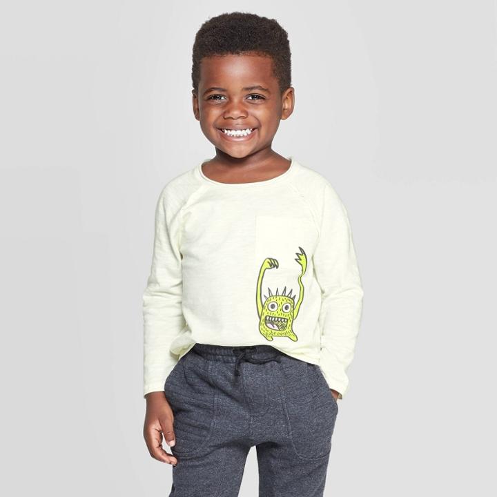 Toddler Boys' Hanging Monster Graphic Pocket T-shirt - Art Class Cream 12m, Toddler Boy's, White