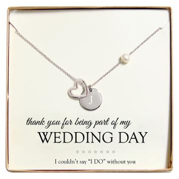 Cathy's Concepts Monogram Wedding Day Open Heart Charm Party Necklace - J,