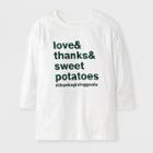 Kids' 3/4 Sleeve Love & Thanks & Sweetpotatoes Raglan T-shirt - Cat & Jack Almond Cream S, Kids Unisex, White