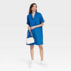 Women's Short Sleeve Button-front Shirtdress - Universal Thread Blue