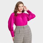 Women's Plus Size Balloon Long Sleeve High Cuff Blouse - Who What Wear Pink