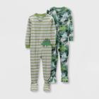 Toddler Boys' 2pk Dino Footed Pajama - Just One You Made By Carter's Green