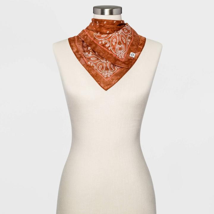 Women's Paisley Print Bandana - Universal Thread Rust