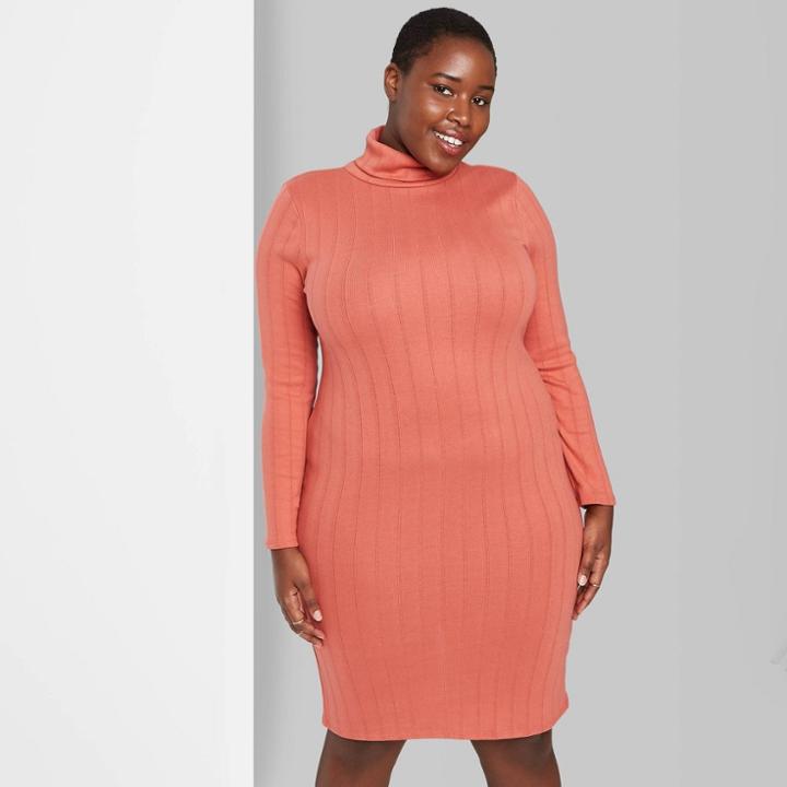 Women's Plus Size Long Sleeve Knit Dress - Wild Fable