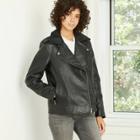 Women's Plus Size Long Sleeve Moto Jacket - Universal Thread Black