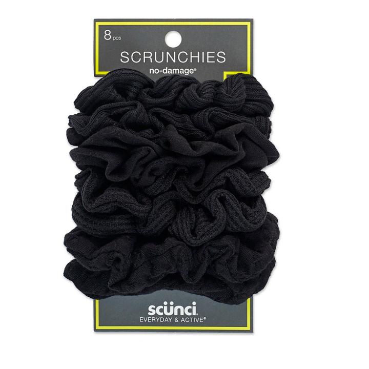 Scunci Everyday & Active No Damage Large Interlock Twister Scrunchies - 8pk, Women's, Black