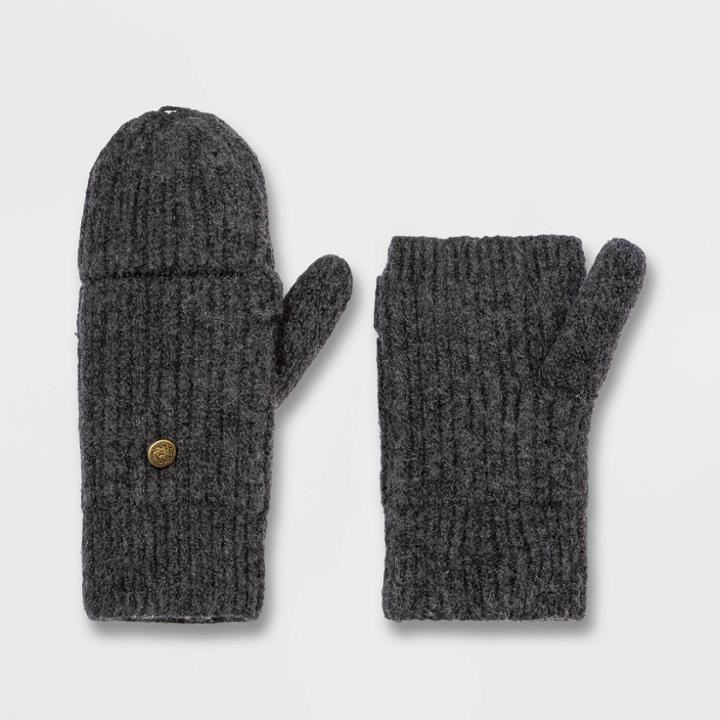 Women's Rib Flip Top Mitten - Universal Thread Black