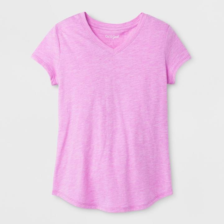 Girls' Short Sleeve V-neck T-shirt - Cat & Jack Purple
