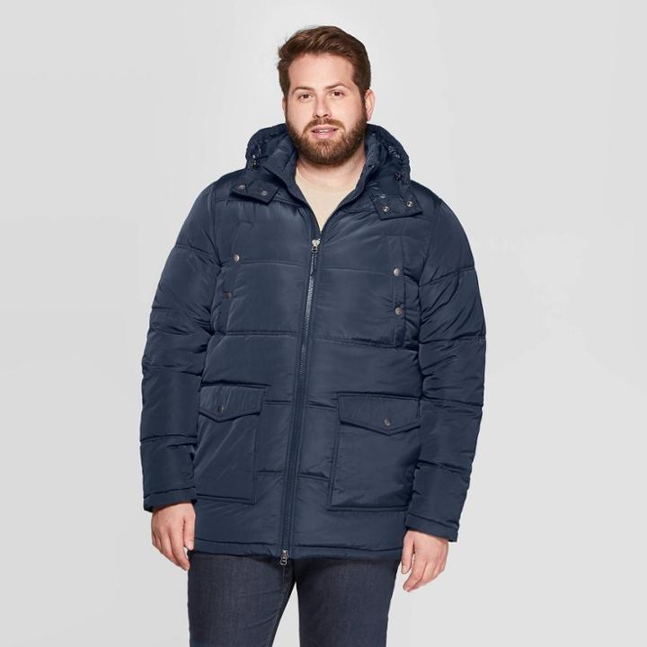 Men's Tall Quilted Puffer Jacket - Goodfellow & Co Navy Xlt,