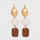 Semi-precious Stone Drop Earrings - Universal Thread Worn Gold, Women's
