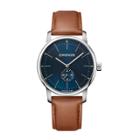 Men's Wenger Urban Classic Sub-seconds - Swiss Made - Blue Dial Leather Strap Watch - Brown