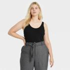 Women's Plus Size Slim Fit Ribbed Tank Top - A New Day Black