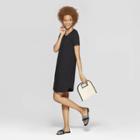 Women's Regular Fit Short Sleeve Crewneck Shift Dress - A New Day Black