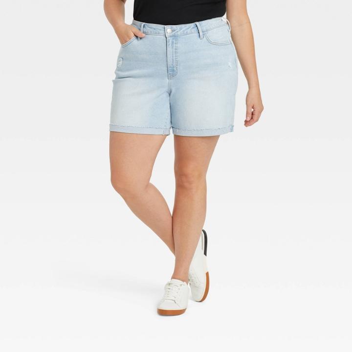Women's Plus Size High-rise Bermuda Jean Shorts - Ava & Viv