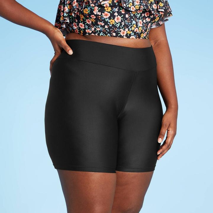 Women's Plus Size Classic Swim Shorts - Sea Angel Black