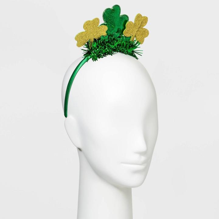 No Brand Shamrock Crown Tinsel Headband - Green