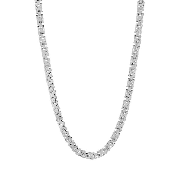 Men's Crucible Stainless Steel Flat Byzantine Necklace - Silver (22),