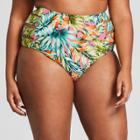 Clean Water Cleanwater Women's Tropical Banded High Waist Bikini Bottom - Pink Floral