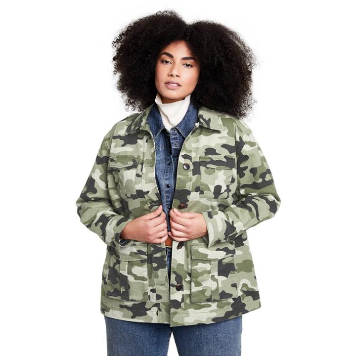 Women's Plus Size Camo Print Jacket - Nili Lotan X Target Olive Green
