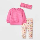 Baby Girls' Quilted Sweatshirt With Leggings - Cat & Jack Pink Newborn