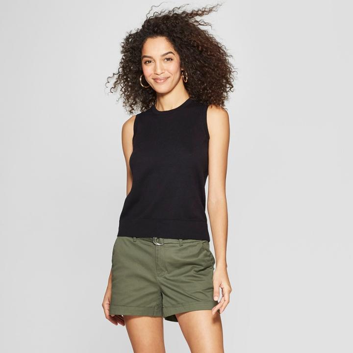 Women's Crewneck Sweater Vest - A New Day Black