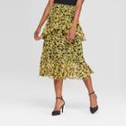 Women's Floral Print Tiered Ruffle Skirt - Who What Wear Yellow