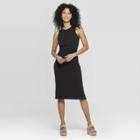 Women's Sleeveless Crewneck Knit Midi Dress - A New Day Black