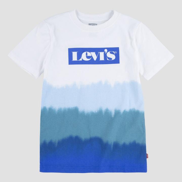 Levi's Boys' Dip-dye Logo Short Sleeve T-shirt - White/blue