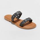 Women's Willow Two Band Scrunched Sandals - Universal Thread Black