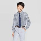 Wd·ny Black Boys' Long Sleeve Plaid Button-down Shirt With Tie - Wd.ny Black - Blue/navy