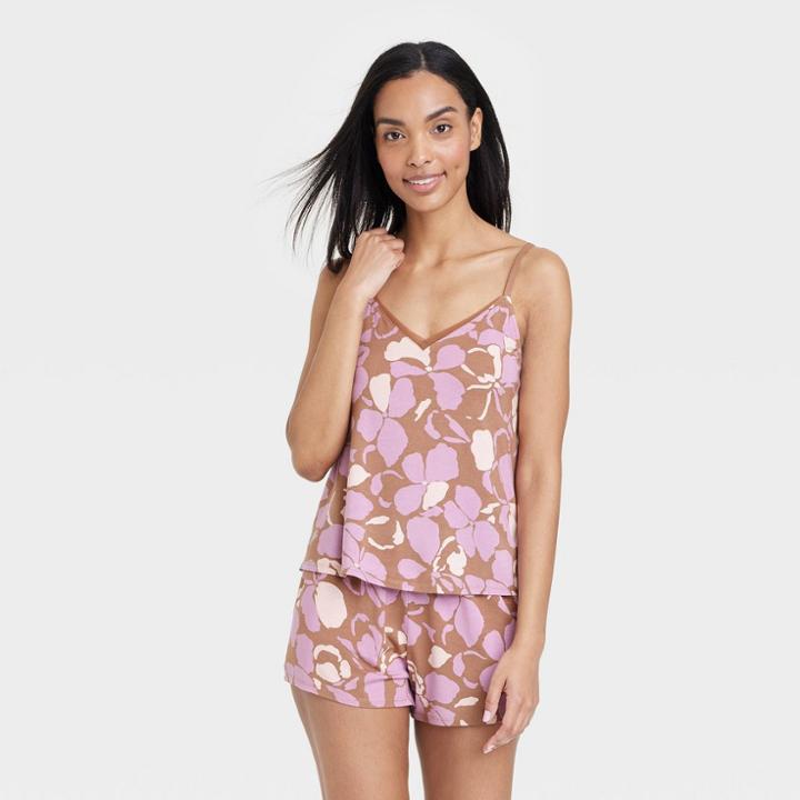 Women's Beautifully Soft Cami And Shorts Pajama Set - Stars Above Purple