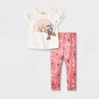 Toddler Girls' Disney Minnie Mouse Graphic Top And Bottom Set - Ivory