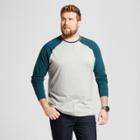 Men's Big & Tall Standard Fit Long Sleeve Baseball T-shirt - Goodfellow & Co Green
