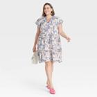Women's Plus Size Floral Print Flutter Short Sleeve Knit Tiered Dress - Knox Rose