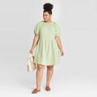 Women's Plus Size Short Sleeve Smocked Gauze Dress - Universal Thread Green 1x, Women's,