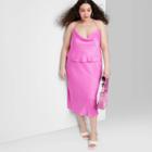 Women's Plus Size Satin Slip Midi Skirt - Wild Fable Vibrant Purple