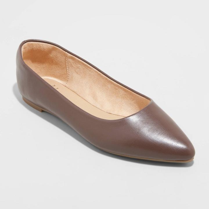 Women's Corinna Wide Width Ballet Flats - A New Day Mahogany