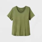 Women's Plus Size Short Sleeve Scoop Neck Relaxed T-shirt - Ava & Viv Green 1x, Women's,