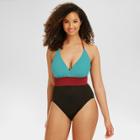 Beach Betty By Miracle Brands Women's Slimming Control Colorblock Halter One Piece - S,
