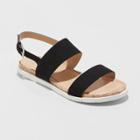 Women's Malia Two Strap Ankle Sandals - A New Day Black