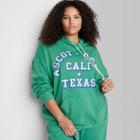 Women's Plus Size Ascot + Hart Cali + Texas Graphic Hooded Sweatshirt - Green