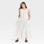 Women's Plus Size Sleeveless Ruffle Hem Dress - A New Day Fresh White