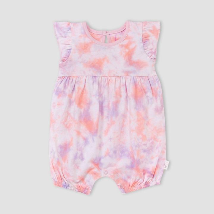 Burt's Bees Baby Girls' Spring Tie-dye Bubble Romper - Light Pink Newborn