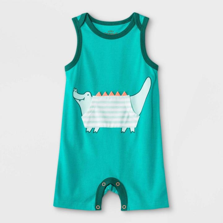 Baby Boys' Alligator Pocket Romper - Cat & Jack Tropical Green Newborn