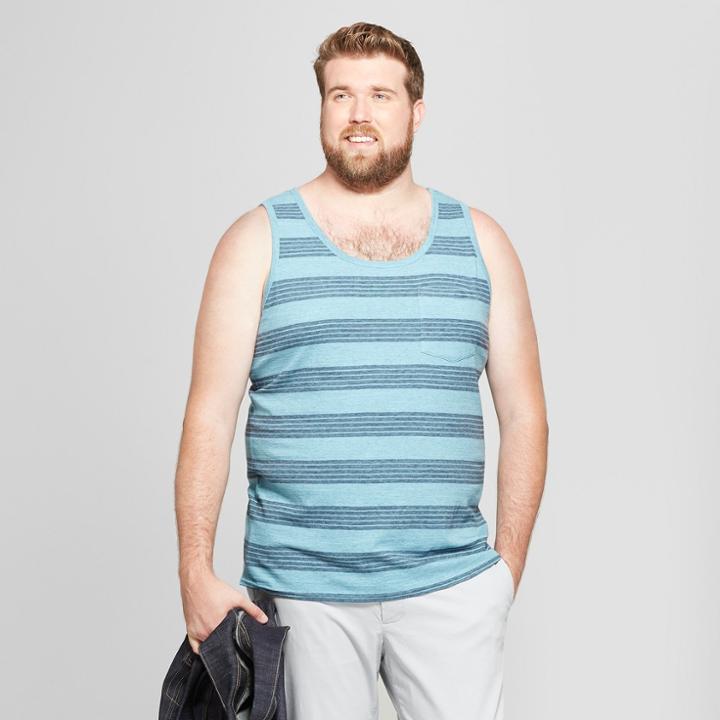 Men's Striped Regular Fit Tank Top - Goodfellow & Co Aqua Dip