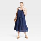 Women's Plus Size Sleeveless A-line Dress - Knox Rose Navy Floral 2x, Blue Floral