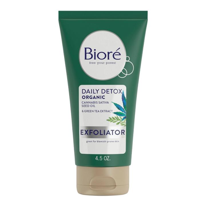 Biore Daily Detox Creamy Face Exfoliator, Infused W/ Organic Cannabis Sativa Seed Oil & Green Tea