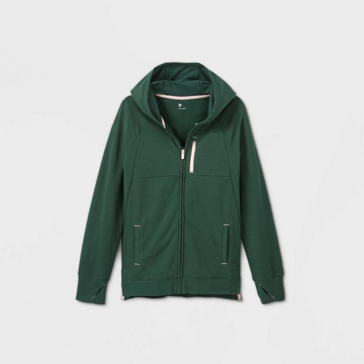 Boys' French Terry Full Zip Hoodie Sweatshirt - All In Motion Deep Green