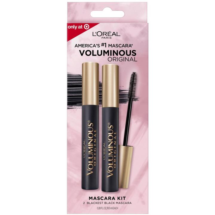 L'oreal Paris Voluminous Original Mascara Kit - Blackest Black - 2pk/0.56 Fl Oz
